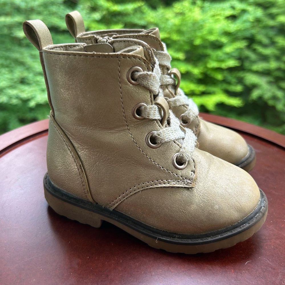Gold Combat Boots Toddler Girl Size 5 | Cat & Jack Lace Up Short Boot
